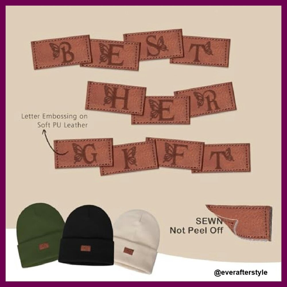 Satin Lined Beanie Winter Hat Personalized Monogram Letter Women's Accessory - Picture 3 of 8
